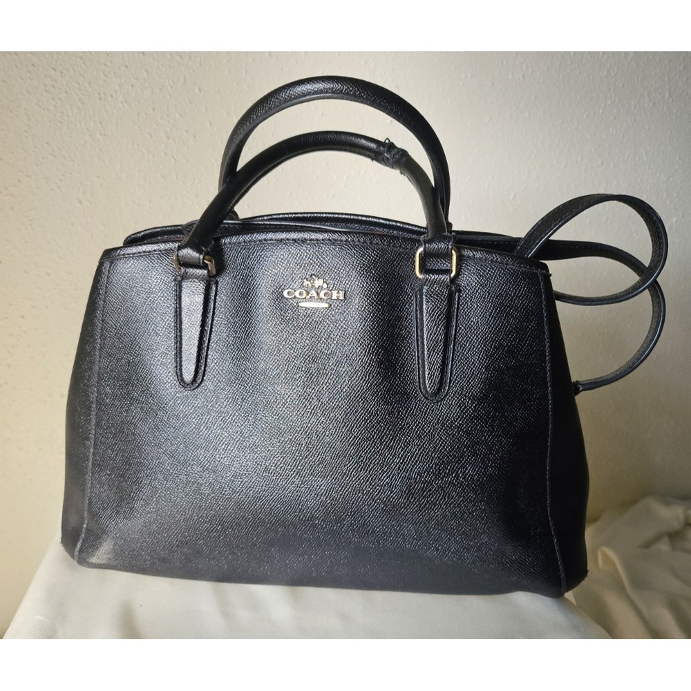 COACH Crossgrain‎ Leather Margot Carryall Purse/Satchel Black